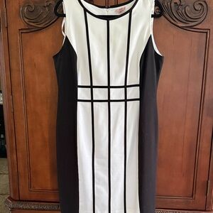 Calvin Klein Black and White Colorblock Dress